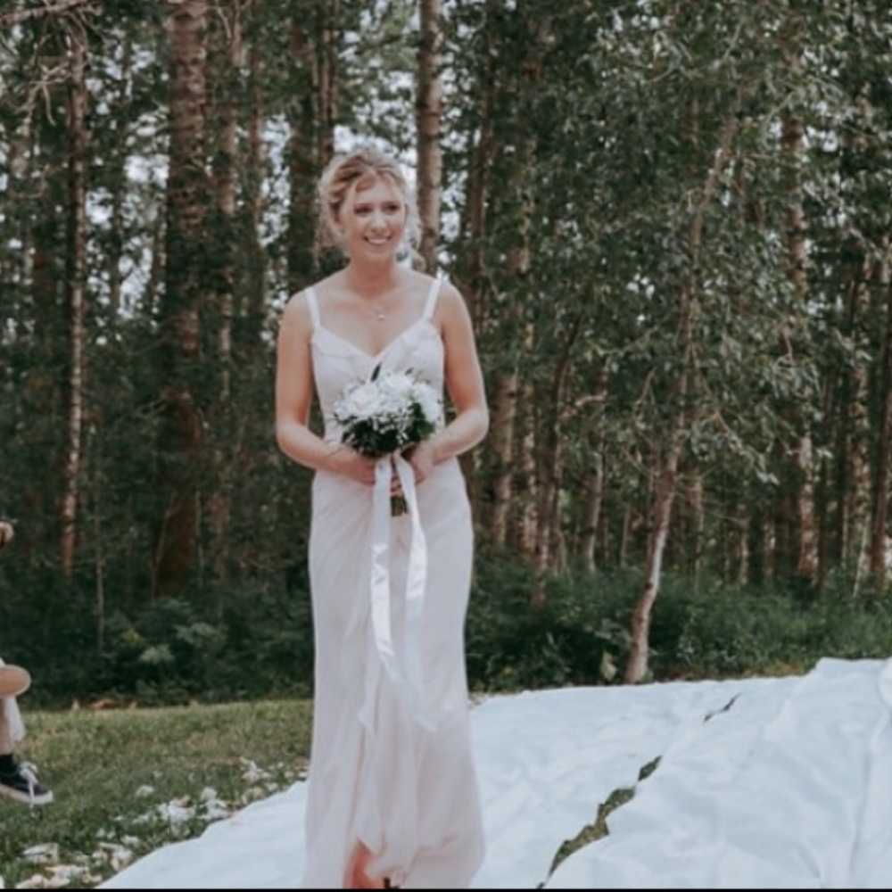 Vera Wang blush bridesmaid dress